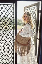 Load image into Gallery viewer, MYRA SAGE WHISPER FRINGE LEATHER BAG IN BEIGE