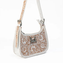 Load image into Gallery viewer, LUXE LOYAL WEST HAND-TOOLED LEATHER & CALF-SKIN PURSE IN IVORY DUST