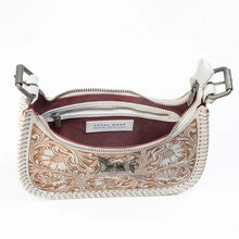 Load image into Gallery viewer, LUXE LOYAL WEST HAND-TOOLED LEATHER & CALF-SKIN PURSE IN IVORY DUST