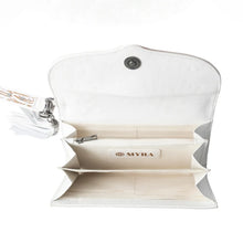 Load image into Gallery viewer, MYRA SPARKLING DESERT MOON LUXE WALLET IN CHOCOLATE WHITE