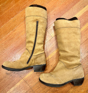 FLY LONDON TAN SUEDE TALL BOOT WITH SWEATER TOP