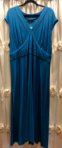 LANE BRYANT TEAL V-NECK MAXI DRESS