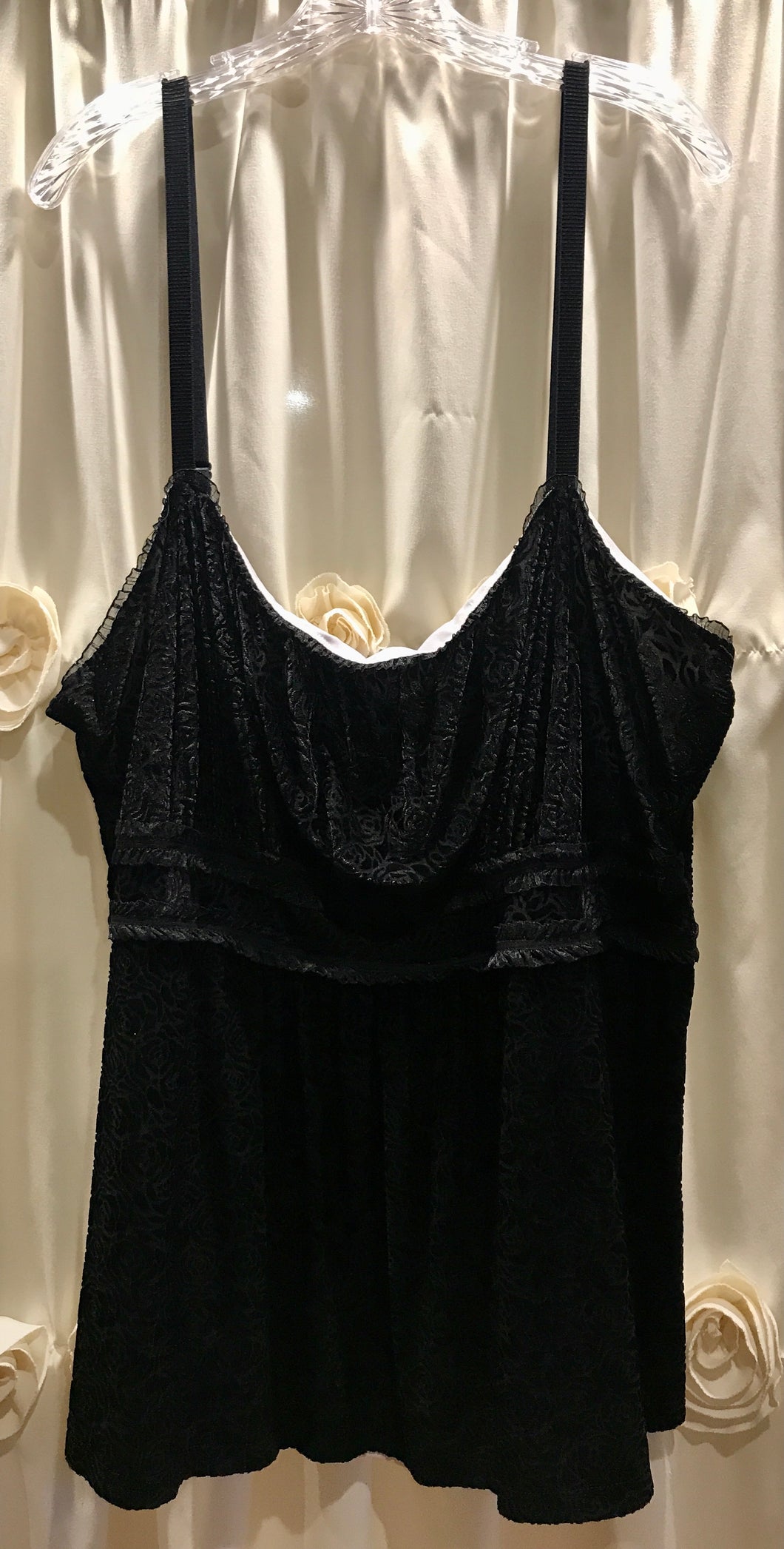 TORRID BLACK VELVET BURNOUT BABYDOLL TOP