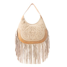 Load image into Gallery viewer, MYRA SAGE WHISPER FRINGE LEATHER BAG IN BEIGE
