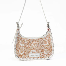Load image into Gallery viewer, LUXE LOYAL WEST HAND-TOOLED LEATHER &amp; CALF-SKIN PURSE IN IVORY DUST
