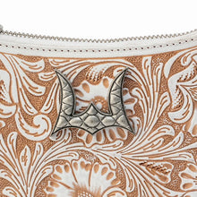 Load image into Gallery viewer, LUXE LOYAL WEST HAND-TOOLED LEATHER &amp; CALF-SKIN PURSE IN IVORY DUST
