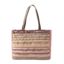 Load image into Gallery viewer, MYRA DESERT &amp; LACE FRINGE WEEKENDER BAG IN DUSTY ROSE
