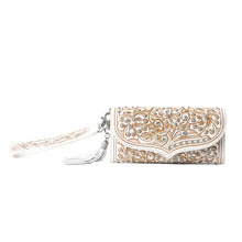 Load image into Gallery viewer, MYRA SPARKLING DESERT MOON LUXE WALLET IN CHOCOLATE WHITE
