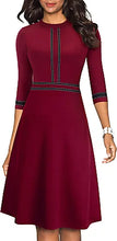 Load image into Gallery viewer, HOMEYEE RED BLACK RIBBON DETAIL HIGH COLLAR DRESS
